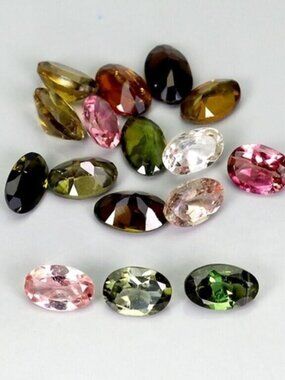 Oval Cut Natural Unheated Multi Color Tourmaline 16pcs 4.23ct 5x3mm Lot